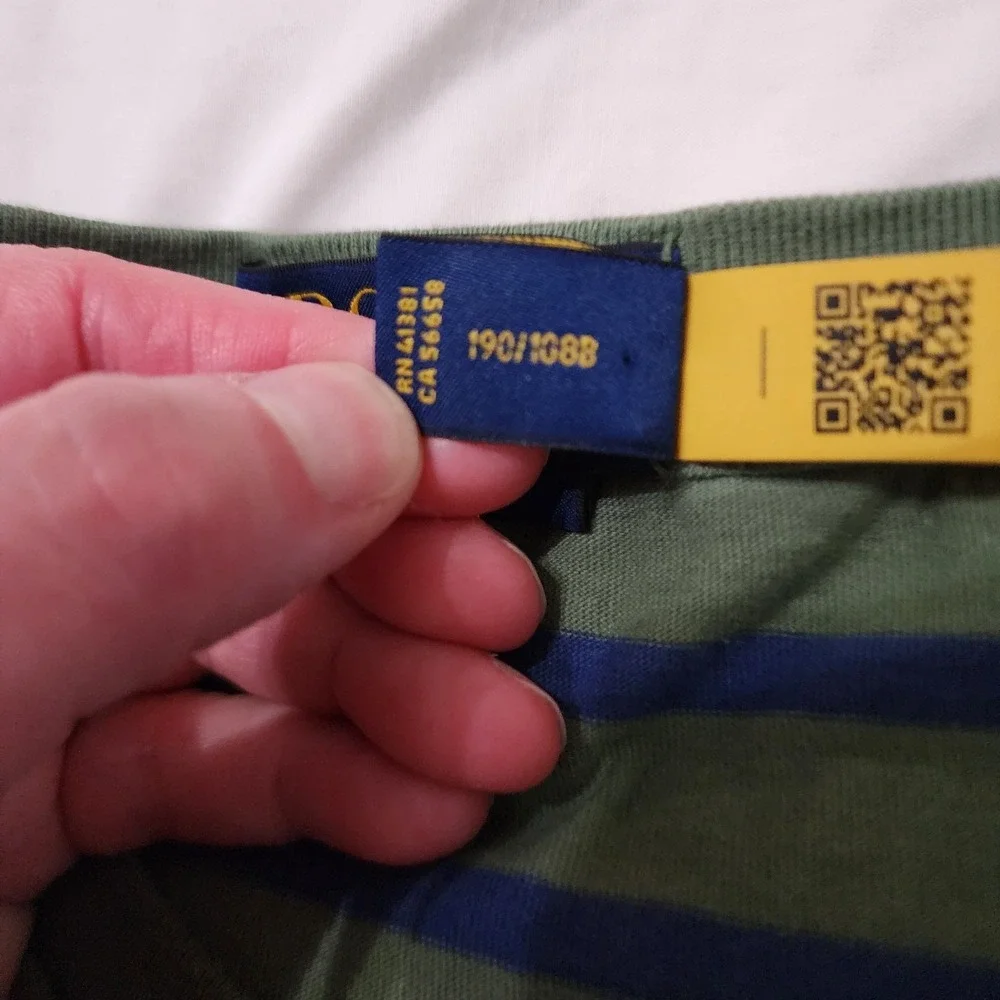 Polo Ralph Lauren Striped‎ Navy Green Men's T Shirt Tee Size XXL